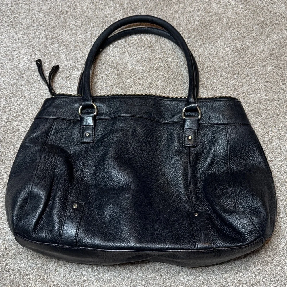 Kate Spade Berkshire Road Teegan Black Pebbled Leather Satchel Tote Bag